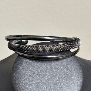 Lia Sofia Geometric Chic Black Triple Band Cuff Bracelet